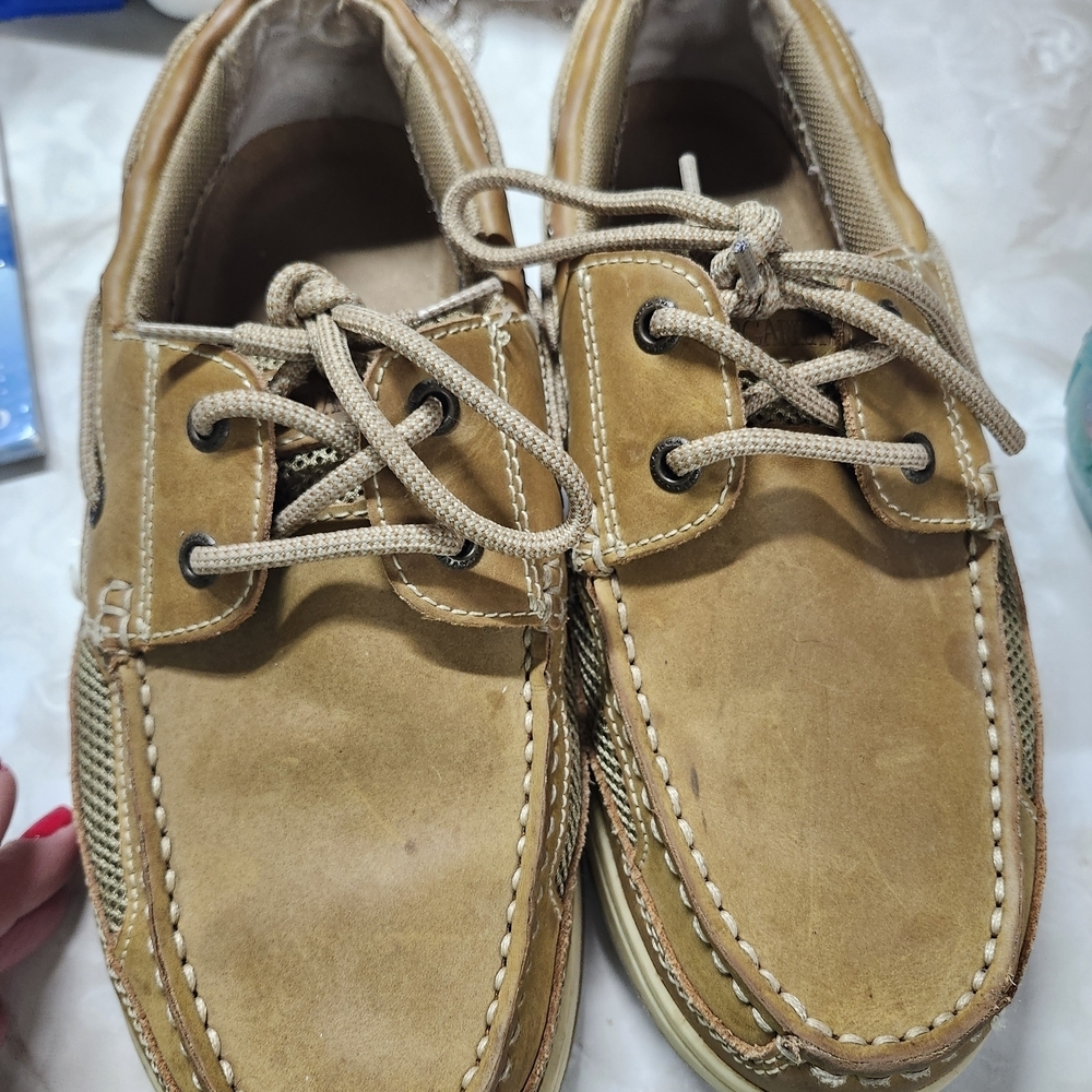 Men's Tan Leather Boat Shoes